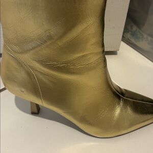 Schuh Bethan Stiletto Heels Ankle Boots Gold Metallic Size 7